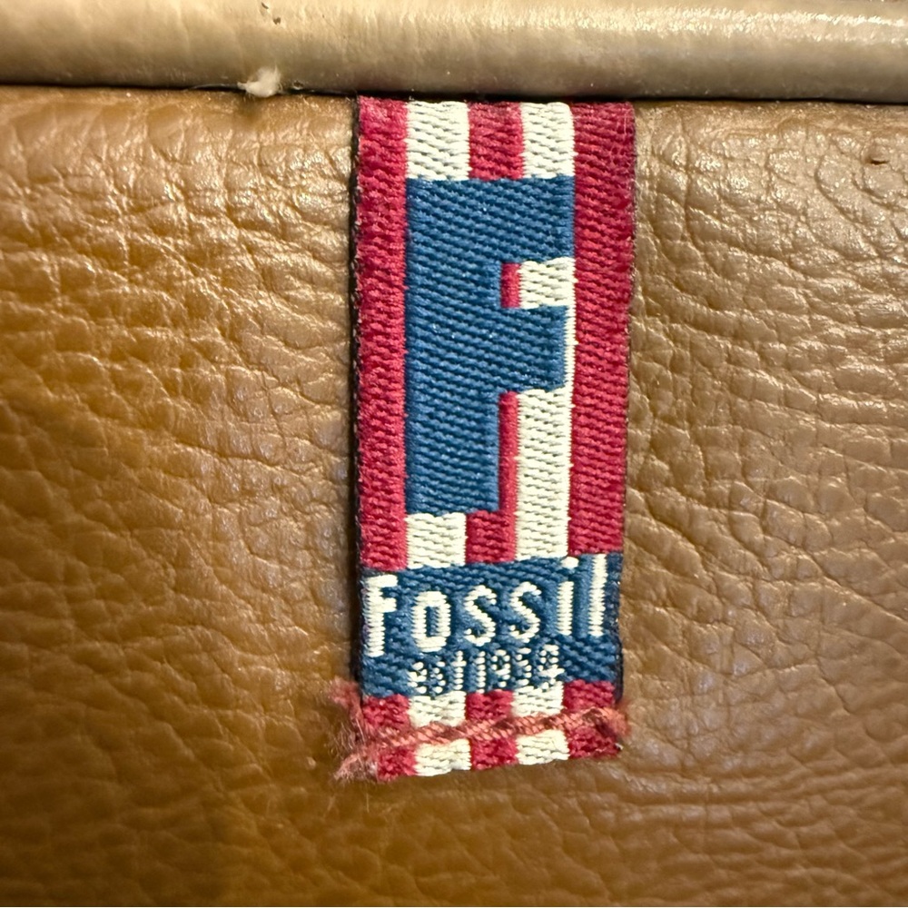 Vintage Fossil Y2K yellow /Brown shoulder strap bag Leather - Picture 13 of 16